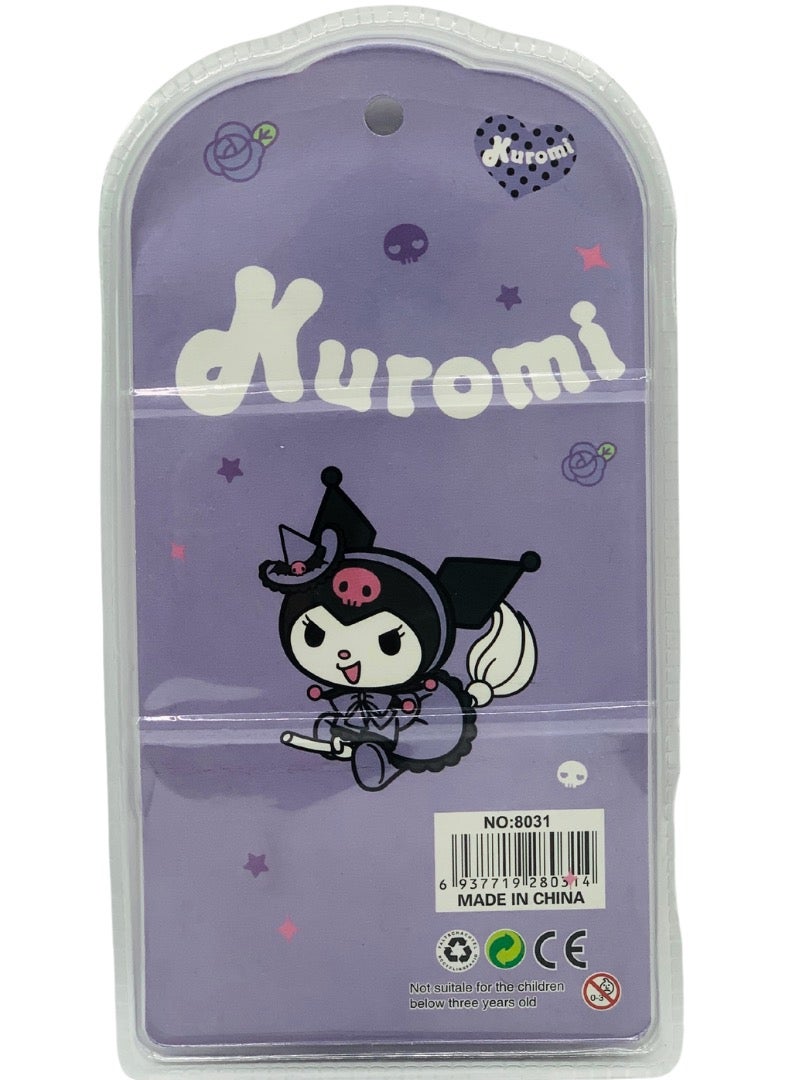Earss Kuromi-Themed Kids Stationery Set – 2 Pencils, 1 Foldable 30cm Ruler, Strawberry-Shaped Eraser, Sharpener & Tape Dispenser – Purple Writing and Drawing Kit - Image 2