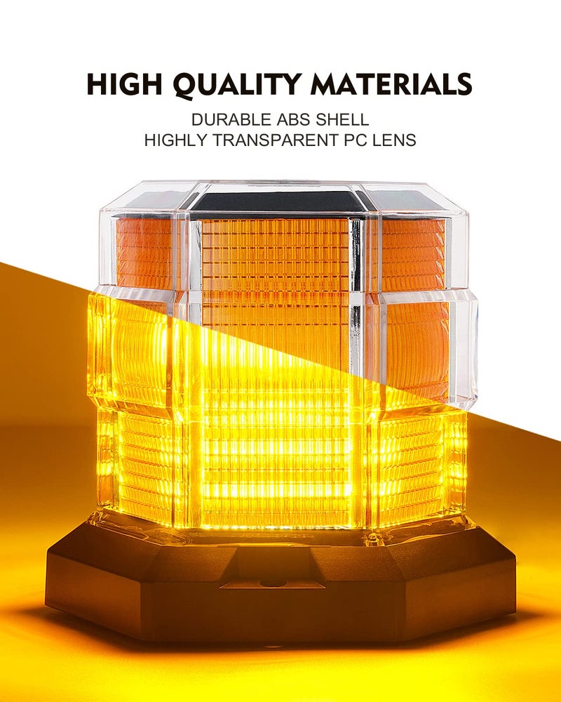 LUMENIX 72 LED Strobe Beacon Light Rooftop Rotating Warning Flashing Emergency Lights with Magnetic for Construction Vehicles Forklift Snow Plow Security Patrol Trucks Postal Mail Cars ATV UTV - Amber - Image 3