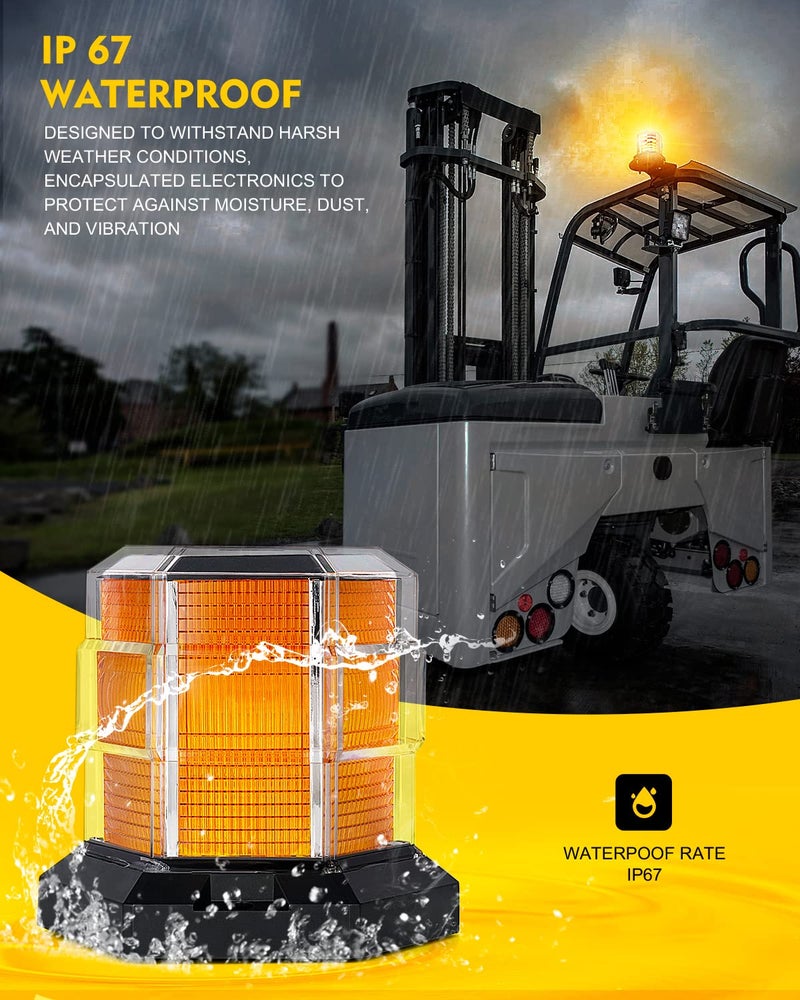 LUMENIX 72 LED Strobe Beacon Light Rooftop Rotating Warning Flashing Emergency Lights with Magnetic for Construction Vehicles Forklift Snow Plow Security Patrol Trucks Postal Mail Cars ATV UTV - Amber - Image 4