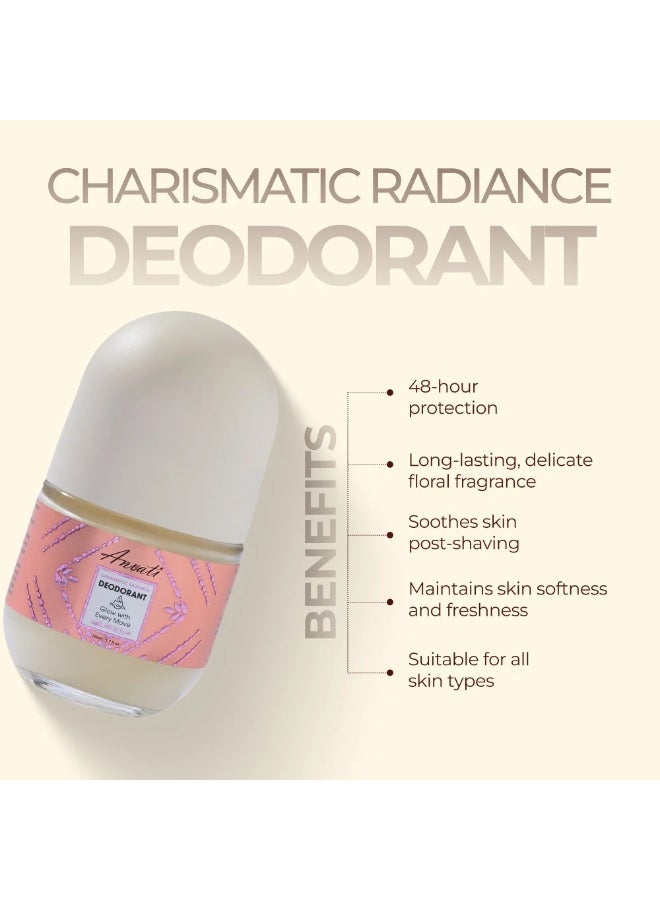 Anvati Charismatic Radiance Deodorant 50ml | Long Lasting Freshness & Odor Protection Roll-On Deodorant for Men & Women | Quick Dry Non-Sticky Formula for Daily Underarm Care - Image 5