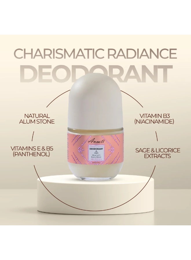 Anvati Charismatic Radiance Deodorant 50ml | Long Lasting Freshness & Odor Protection Roll-On Deodorant for Men & Women | Quick Dry Non-Sticky Formula for Daily Underarm Care - Image 4
