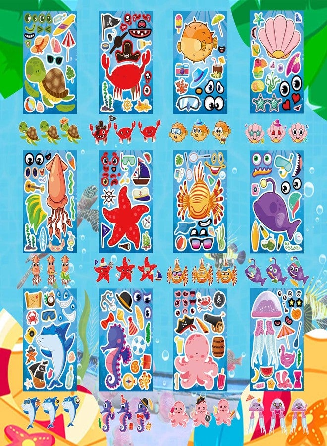 DUJAA 24 Sheets Make-a-face Stickers, Ocean Stickers for Kids - Make Your Own Sea Animal Mix and Match Sticker Sheets, Ocean Stickers for Kids Activities Supplies Crafts - Image 3