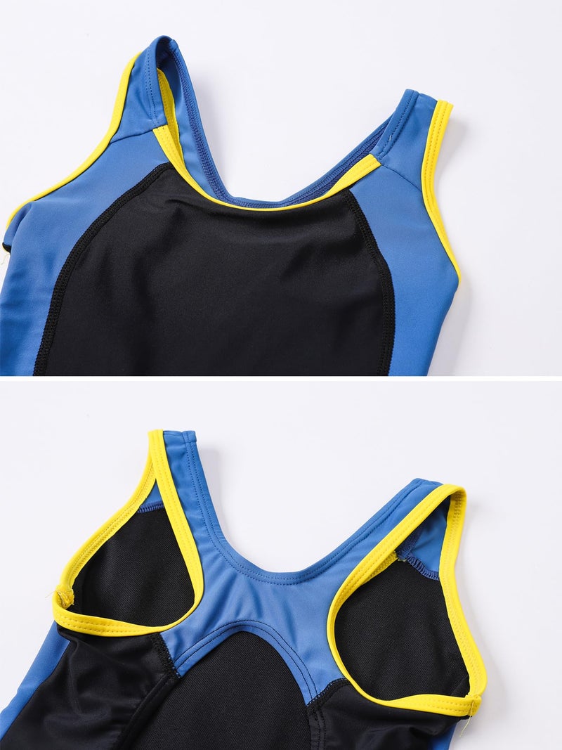 J·E Sterguard J.E Sterguard Athletic Girls' One Piece Swimsuit, Infinity Splice Thick Strap Girls Bathing Suits, Pro for Practice and Competition Color Block Girl Swimsuits Size 6 1880-BL - Image 4