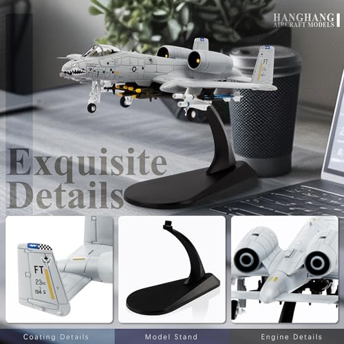 HANGHANG 1/100 A-10 Thunderbolt II Warthog Attack Plane（Painted Version） Metal Fighter Military Model Diecast Plane Model for Collection and Displays - Image 4