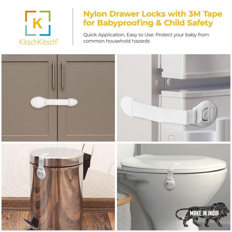 KitschKitsch Baby Safety Plastic Drawer Locks (Made in India Pack of 10) - Image 3