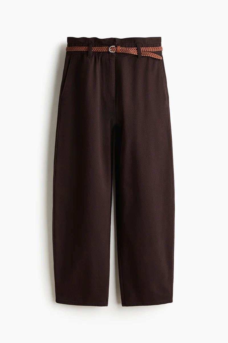 H&M Belted barrel trousers