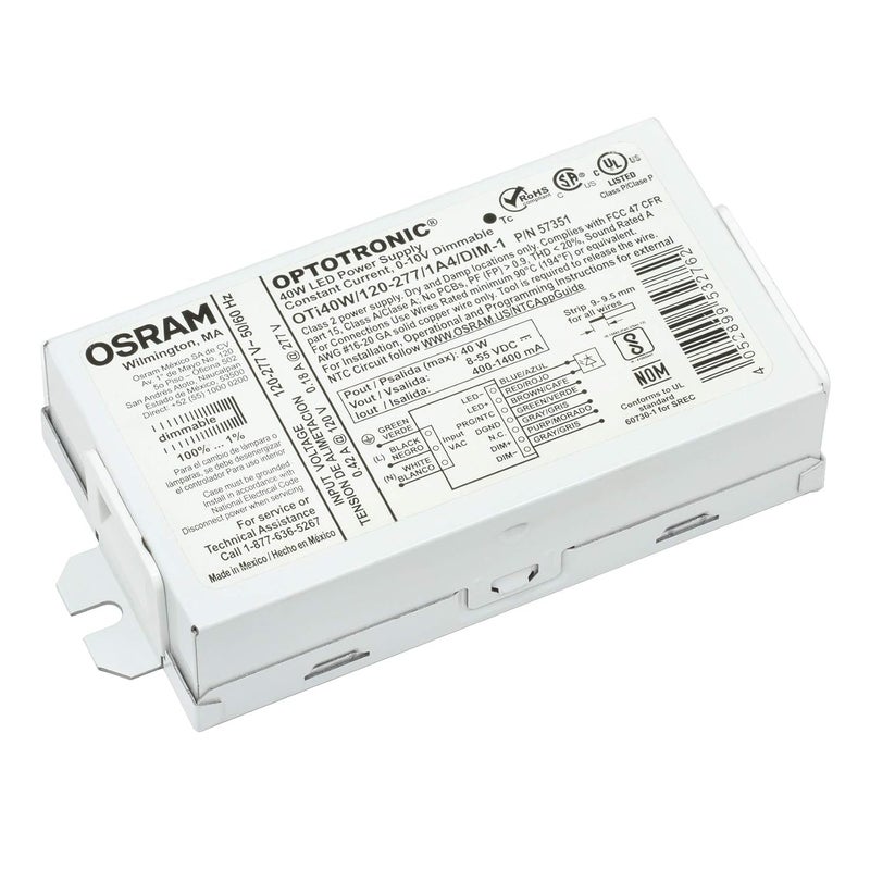 OSRAM 57351 أوبتوتronic 40 واط 120/277 فولت تيار متردد 50/60 هرتز سائق LED مدمج قابل للتعتيم OTi 40W/120-277/1A4 DIM-1 - Image 1