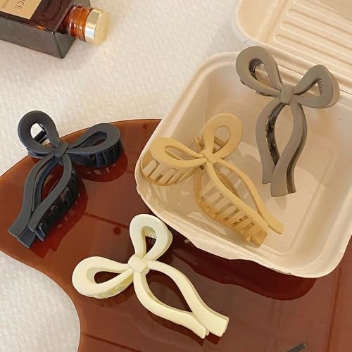Samyak 3 Pcs Matte Hair Claw Jumbo Sized Clips For Women & Girls | Hair Accessories For Long Hair (Bow) Random Colors Will Come, Multicolor - Image 4