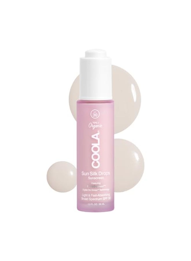 COOLA Organic Sun Silk Drops and Face Moisturizer with SPF 30 Dermatologist Tested Sunscreen with PlantDerived BlueScreen Digital DeStress Technology 1 Fl Oz - Image 1
