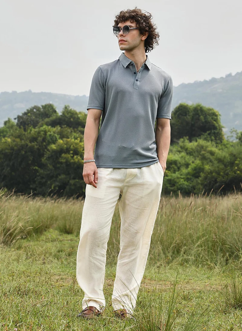 كامبوس سوترا Men's Pewter Grey Warp-Tactile Polo T-Shirt