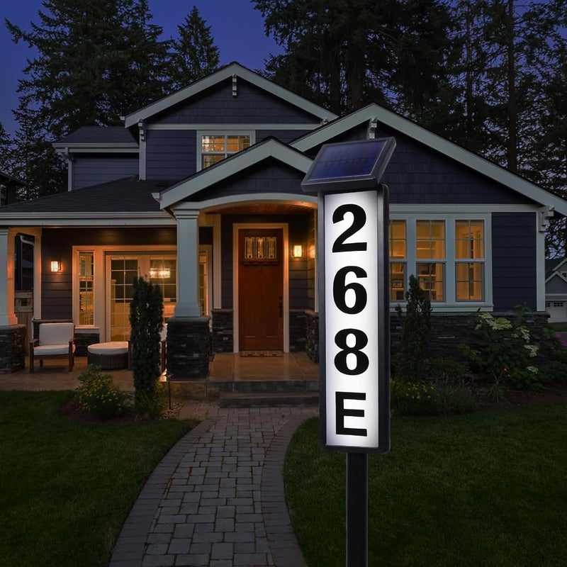 FLSEPAMB Solar Address Sign Lighted Solar House Numbers for Outside Address Plaques for House Address Sign Numbers for House, Yard, Garden, Waterproof - Image 1