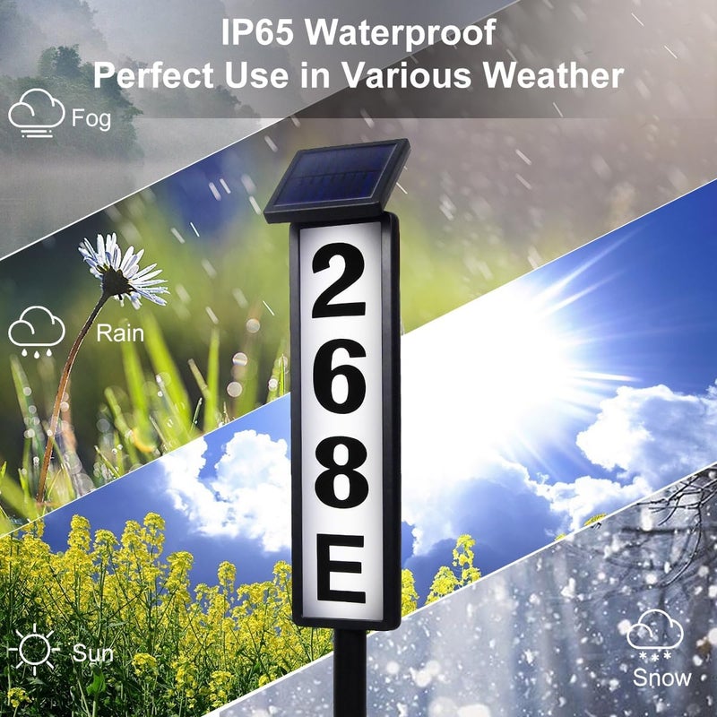 FLSEPAMB Solar Address Sign Lighted Solar House Numbers for Outside Address Plaques for House Address Sign Numbers for House, Yard, Garden, Waterproof - Image 3