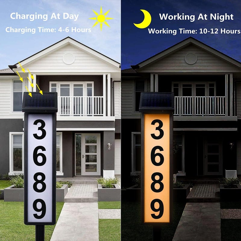 FLSEPAMB Solar Address Sign Lighted Solar House Numbers for Outside Address Plaques for House Address Sign Numbers for House, Yard, Garden, Waterproof - Image 4