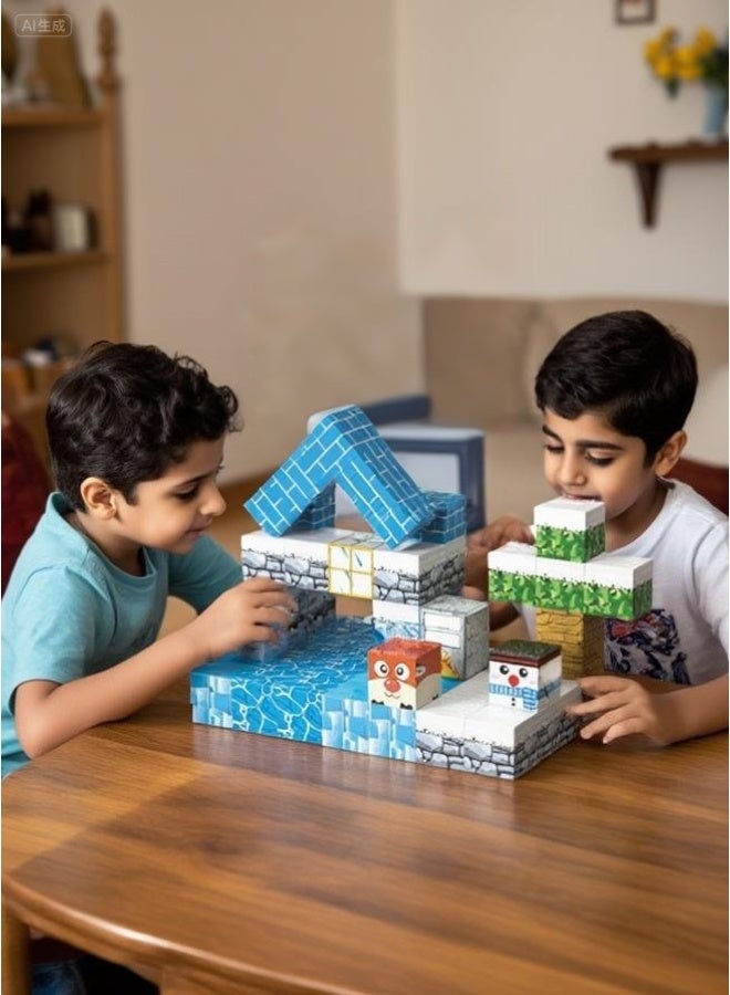 ملقط مجموعة مكعبات الثلج المغناطيسية - 54 قطعة ألعاب تعليمية STEM للأطفال مع قطع مقاومة للماء ومغناطيس ذو 6 جوانب قوية للإبداع والبناء | هدية تعليمية للبنين والبنات ages 3-12 - Image 2