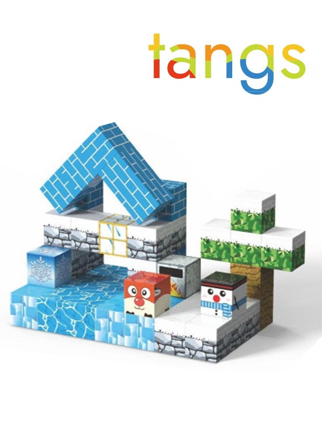 tangs - 54PCS Magnetic Blocks - Build Mine Magnet World Set with Ice World Theme | Magnetic Building Toys for Toddlers | STEM Sensory Outdoor Toys | Non-Toxic & Safe Magnetic Tiles for Boys & Girls Ages 5-7 - Image 1
