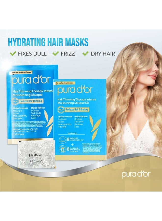 Pura d'or Hair Thinning Therapy Intense Moisturizing Biotin Masque 1.2oz 8-Pack (9.6oz) Deeply Hydrating Treatment Hair Mask with Caffeine, Catalase for Thicker Hair, Men & Women (Packaging may vary) - Image 4