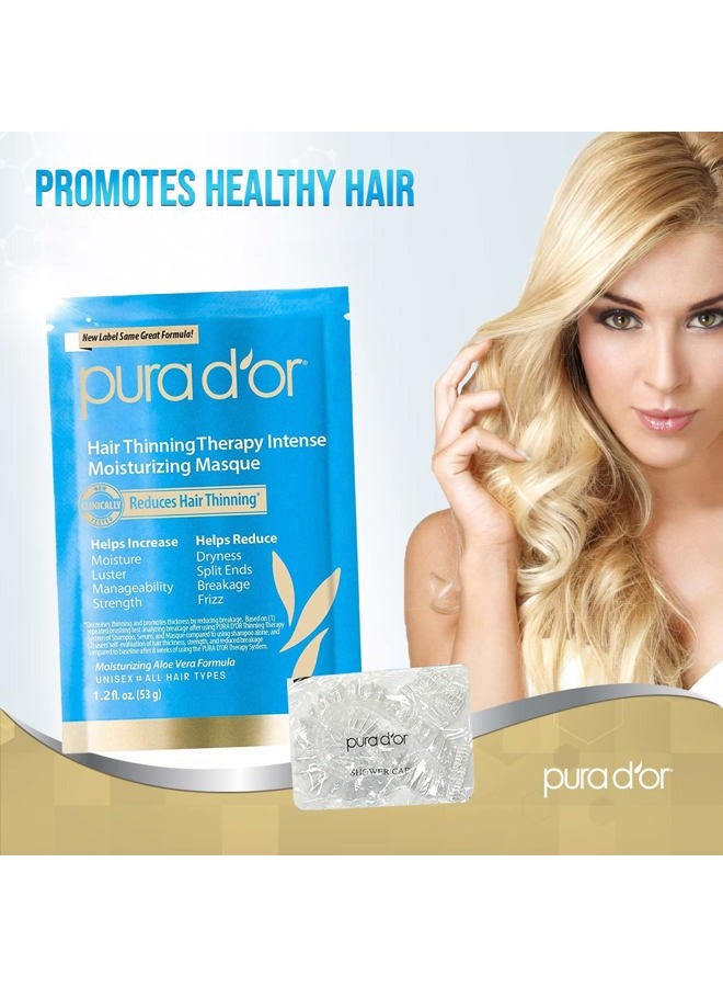 Pura d'or Hair Thinning Therapy Intense Moisturizing Biotin Masque 1.2oz 8-Pack (9.6oz) Deeply Hydrating Treatment Hair Mask with Caffeine, Catalase for Thicker Hair, Men & Women (Packaging may vary) - Image 2