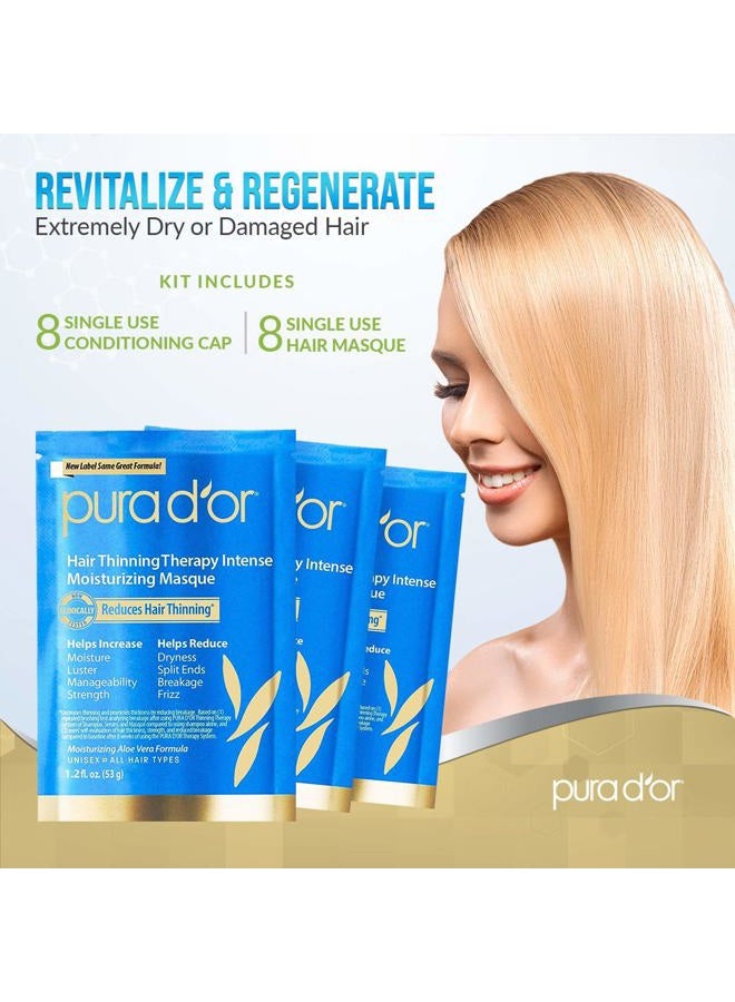 Pura d'or Hair Thinning Therapy Intense Moisturizing Biotin Masque 1.2oz 8-Pack (9.6oz) Deeply Hydrating Treatment Hair Mask with Caffeine, Catalase for Thicker Hair, Men & Women (Packaging may vary) - Image 3