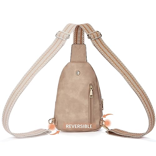 BOSTANTEN Small Sling Bag for Women Leather Crossbody Bags Fanny Pack Chest Bag for Travel, Light Brown - Image 4