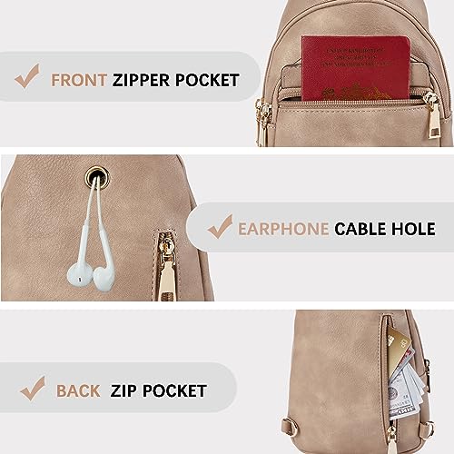 BOSTANTEN Small Sling Bag for Women Leather Crossbody Bags Fanny Pack Chest Bag for Travel, Light Brown - Image 5