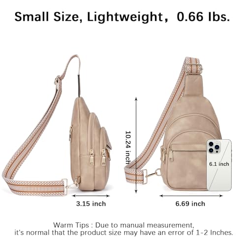 BOSTANTEN Small Sling Bag for Women Leather Crossbody Bags Fanny Pack Chest Bag for Travel, Light Brown - Image 2