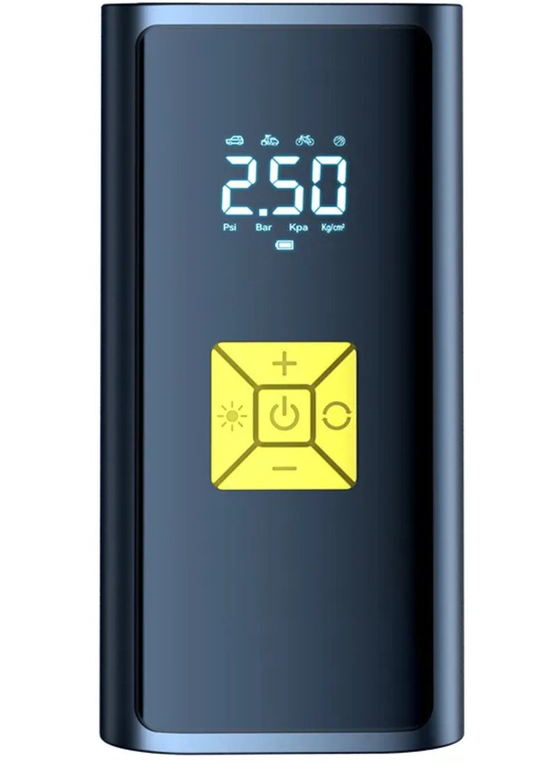 ELTRAZONE Portable Air Compressor – 6000mAh Rechargeable Pump with LCD Display for Fast Inflation of Car, Bicycle, and Motorcycle Tires - Image 1