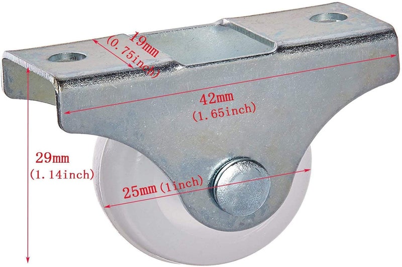 Luomorgo 1 inch Casters Fixed Metal Top Plate Hard Plastic Wheels Orienteering Caster Wheel 8pcs (with Screws) - Image 2