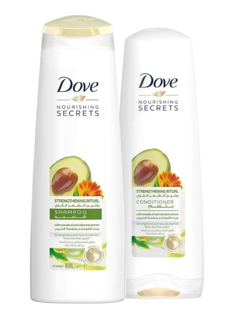 Dove Strengthening Ritual Shampoo Avocado Oil and Calendula Extract, 400 ml + Conditioner, 320 ml