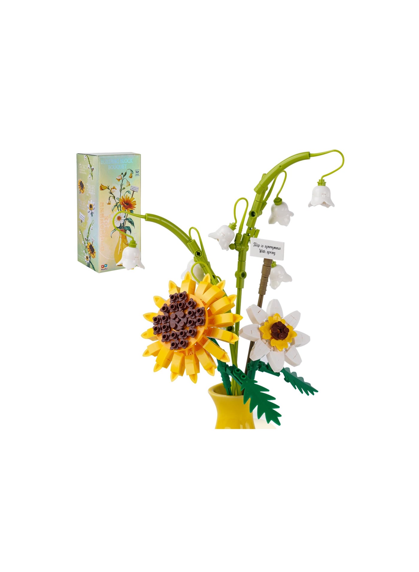 Sun Flower Bouquet Building Set, Building Block for Beginner, Bouquet Botanical Collection Toy for Diy Home Decoration, Birthday Gift for Adults Kids 14+, for Anniversaries, Celebrations(243 Pcs)