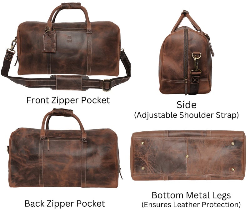 Rustic Town Leather Duffle Bag for Travel - Versatile Gym, Sports Travel Bag for Luggage - Carry on Duffel Travelling Bag - Ideal Gift for Men & Women - Image 5