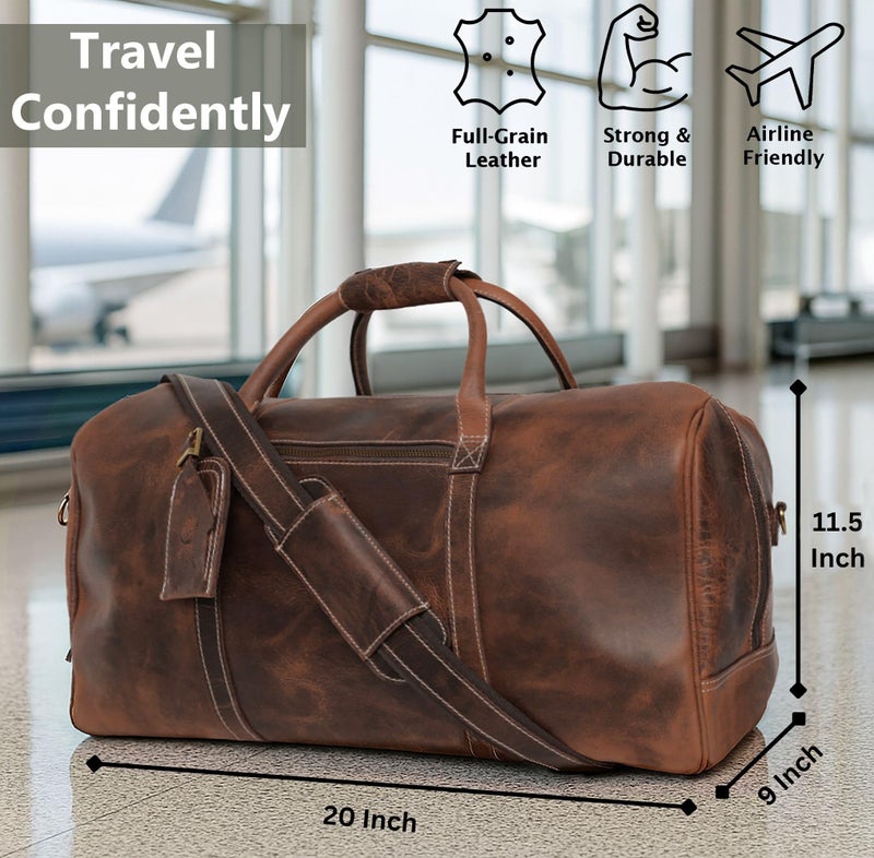 Rustic Town Leather Duffle Bag for Travel - Versatile Gym, Sports Travel Bag for Luggage - Carry on Duffel Travelling Bag - Ideal Gift for Men & Women - Image 2