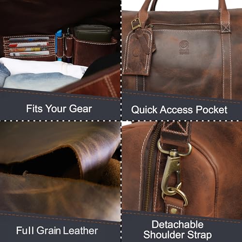 Rustic Town Leather Duffle Bag for Travel - Versatile Gym, Sports Travel Bag for Luggage - Carry on Duffel Travelling Bag - Ideal Gift for Men & Women - Image 3