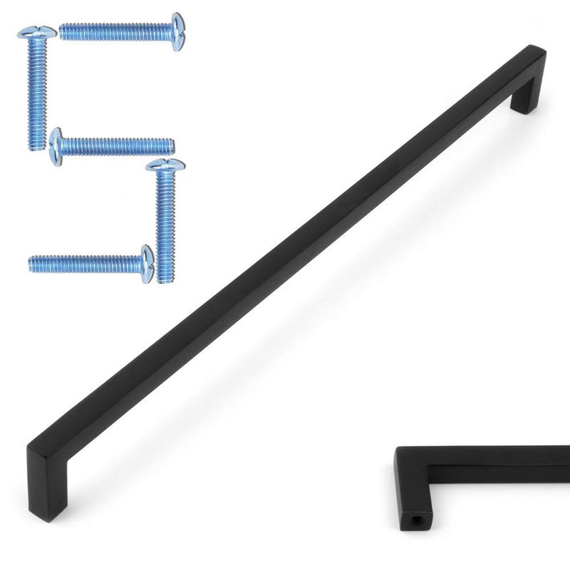 KOOFIZO Solid Square Bar Cabinet Handle Black Furniture Pull 10 Inch256mm Screwhole Distance Pack of 5 for Kitchen Cupboard Door Bedroom Dresser Drawer Bathroom Wardrobe Hardware