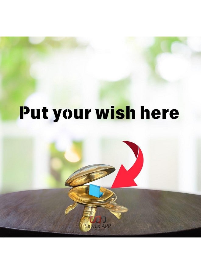 Salvus APP SOLUTIONS Brass Made Wish Fulfilling Tortoise/Turtle - Feng Shui Charm for Home Décor, Positive Energy, and Prosperity (White & Golden_3.5 Inch) - Image 3