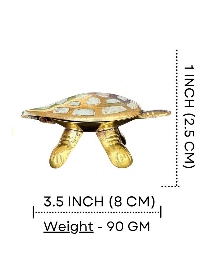 Salvus APP SOLUTIONS Brass Made Wish Fulfilling Tortoise/Turtle - Feng Shui Charm for Home Décor, Positive Energy, and Prosperity (White & Golden_3.5 Inch) - Image 2