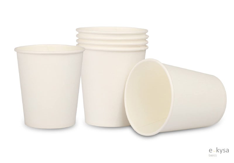 e kysa basics ekysa Basics Paper Disposable Tea/Coffee Cups – 250 ml, Eco-Friendly, Leak-Resistant, for Hot Beverages, White, Pack of 100 - Image 5