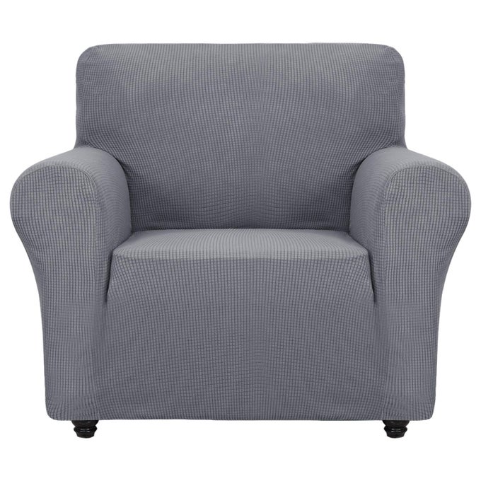 SUPER STRETCH CHAIR SLIPCOVER UNIVERSAL SOFA CHAIR COVERS FOR LIVING ROOM DOGS PET FURNITURE PROTECTOR SPANDEX ARMCHAIR SLIPCOVERS WITH ANTI SLIP FOAM STICKS LIGHT GREY CHAIR