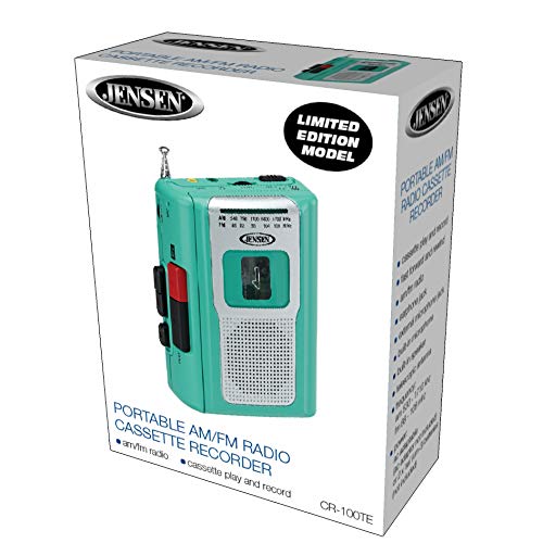 Jensen CR-100 Retro Portable AM/FM Radio Personal Cassette Player Compact Lightweight Design Stereo AM/FM Radio Cassette Player/Recorder & Built in Speaker (Teal Limited Edition) - Image 5