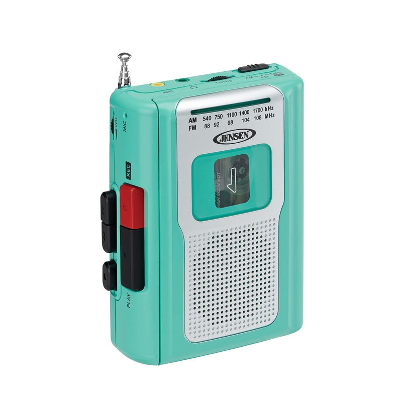 Jensen CR-100 Retro Portable AM/FM Radio Personal Cassette Player Compact Lightweight Design Stereo AM/FM Radio Cassette Player/Recorder & Built in Speaker (Teal Limited Edition) - Image 1