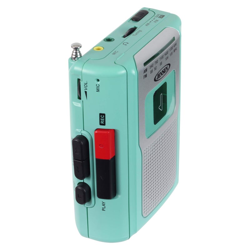 Jensen CR-100 Retro Portable AM/FM Radio Personal Cassette Player Compact Lightweight Design Stereo AM/FM Radio Cassette Player/Recorder & Built in Speaker (Teal Limited Edition) - Image 3