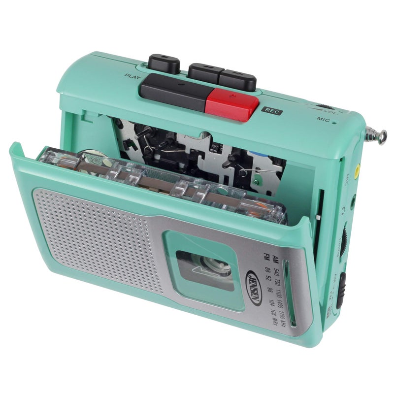 Jensen CR-100 Retro Portable AM/FM Radio Personal Cassette Player Compact Lightweight Design Stereo AM/FM Radio Cassette Player/Recorder & Built in Speaker (Teal Limited Edition) - Image 4
