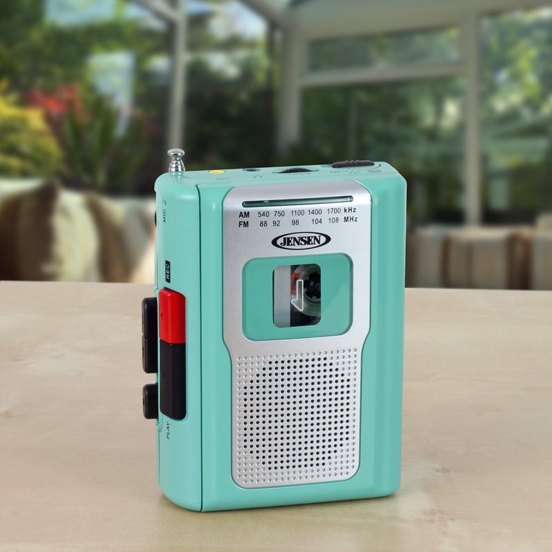Jensen CR-100 Retro Portable AM/FM Radio Personal Cassette Player Compact Lightweight Design Stereo AM/FM Radio Cassette Player/Recorder & Built in Speaker (Teal Limited Edition) - Image 2