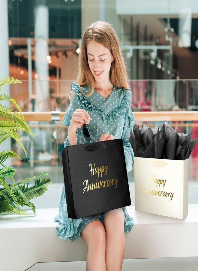 Linelglobal Black Anniversary Bag for Gift with Tissue Paper Silky for Women Men Boutique 13" - Image 4