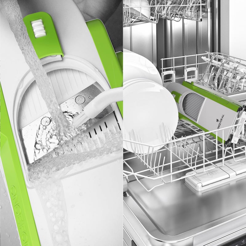 ONCE FOR ALL Safe Mandoline Slicer For Kitchen, Professional Vegetable Slicer For Food Potato Slices, Thickness Adjustable 0.1-8 mm Kitchen Artifact Fast Meal Prep (Green) - Image 3
