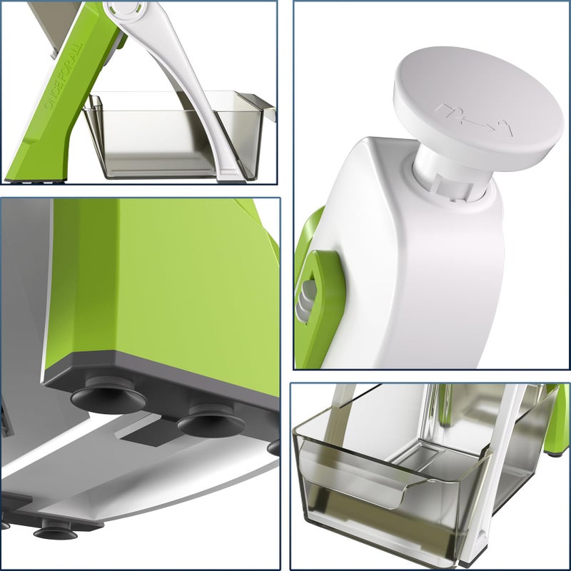 ONCE FOR ALL Safe Mandoline Slicer For Kitchen, Professional Vegetable Slicer For Food Potato Slices, Thickness Adjustable 0.1-8 mm Kitchen Artifact Fast Meal Prep (Green) - Image 5