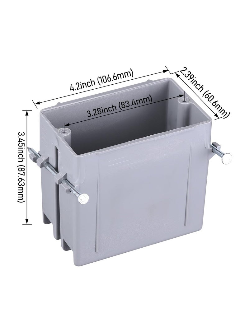 LEONLITE 12 Pack One Gang New Work Electrical Outlet Box, Ultra-deep 22.5 Cubic Inch Device Box, PVC Electrical Junction Box for Switch, GFCI, Step Light, ETL Listed, Gray - Image 4