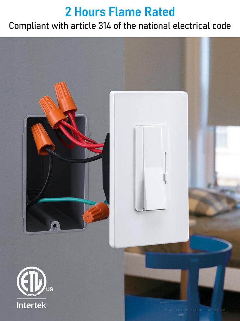 LEONLITE 12 Pack One Gang New Work Electrical Outlet Box, Ultra-deep 22.5 Cubic Inch Device Box, PVC Electrical Junction Box for Switch, GFCI, Step Light, ETL Listed, Gray - Image 5