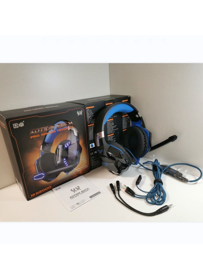 Generic - G2000 Gaming Headset, Surround Stereo Gaming Headphones with Noise Cancelling Mic, LED Lights & Soft Memory Earmuffs for PS5, PS4, Xbox One, Nintendo Switch, PC Mac Computer Games - Image 1