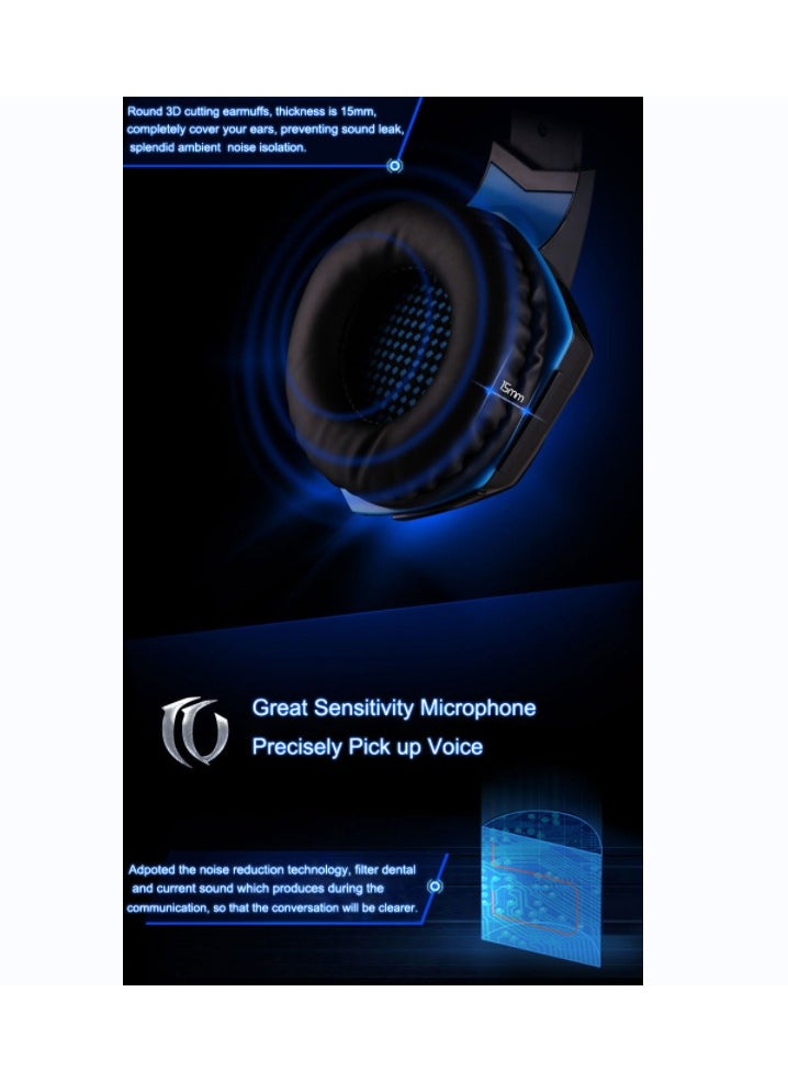 Generic - G2000 Gaming Headset, Surround Stereo Gaming Headphones with Noise Cancelling Mic, LED Lights & Soft Memory Earmuffs for PS5, PS4, Xbox One, Nintendo Switch, PC Mac Computer Games - Image 1