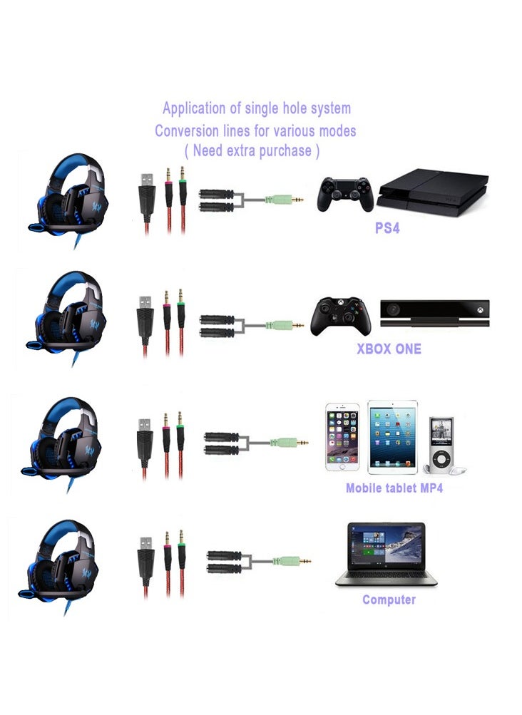 Generic - G2000 Gaming Headset, Surround Stereo Gaming Headphones with Noise Cancelling Mic, LED Lights & Soft Memory Earmuffs for PS5, PS4, Xbox One, Nintendo Switch, PC Mac Computer Games - Image 1